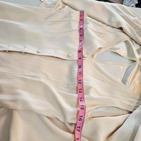 Vintage Wild Rose Small to Medium Cream Dress & Satin Jacket Set 90's Elegant - Picture 12 of 16